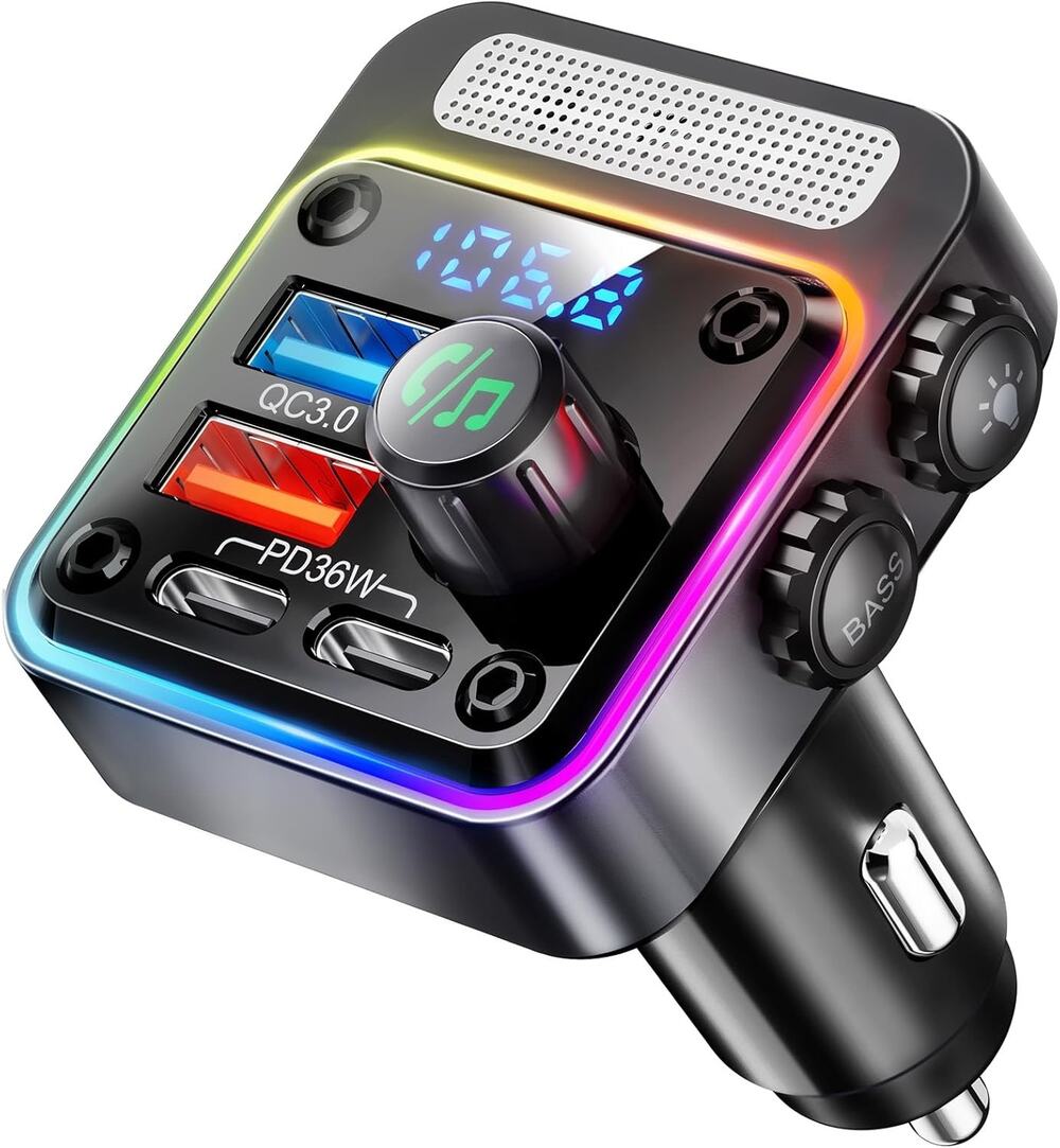 Nulaxy 54W Bluetooth 5.3 Car Adapter Charger 4-Port Fast Charging [PD36W & QC3